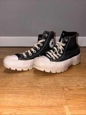 Converse Black and White High Top Platform Sneakers